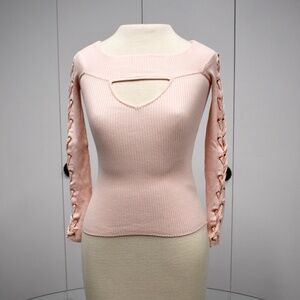 NWT: GUESS LOS ANGELES Waneta OS Lace-Up Keyhole Sweater